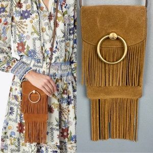 Tory Burch Boho fringe Suede leather Crossbody bag
